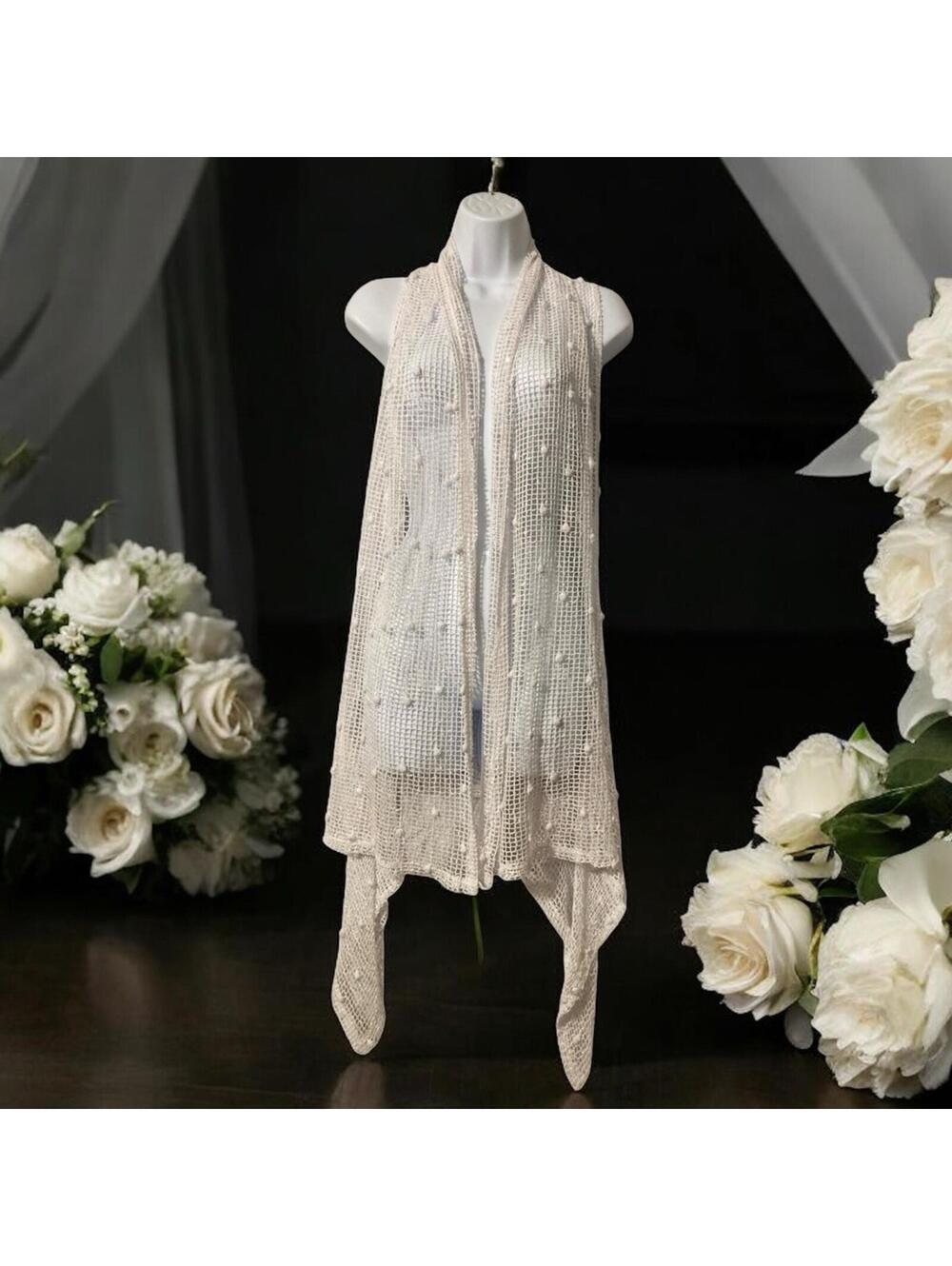 Women Maxima White Checked Design Knitted Soft Touch Cardigan/Wrap Sz XL